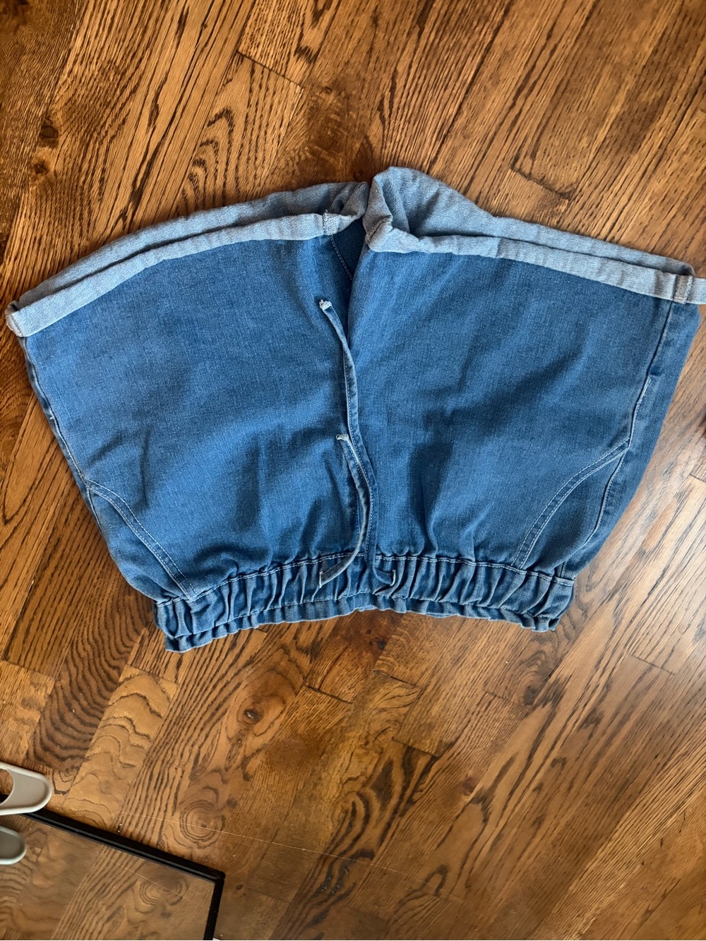 Women’s Blue Denim Elastic-Waist Shorts